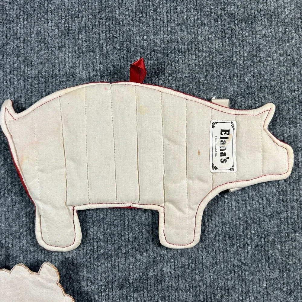 Grandmacore Vintage Farm Pot Holder Chicken Pig Quilted Lot 3 Cottage Christmas